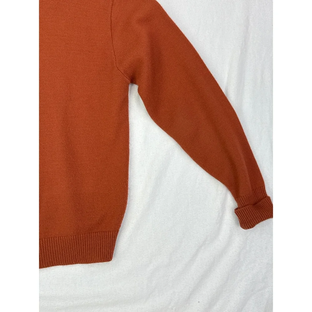 Vintage‎ Lord Jeff Mens V-Neck Sweater Rust Brown Acrylic Wool Blend USA Medium